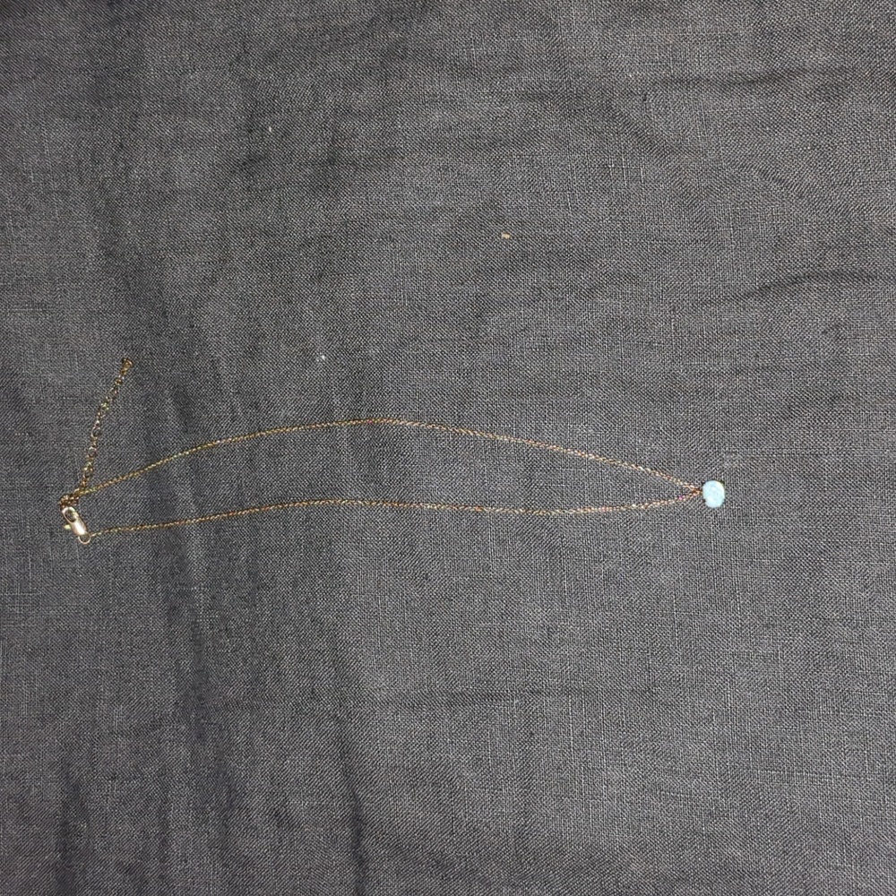 Anthropologie Gold Necklace with Blue Pendant